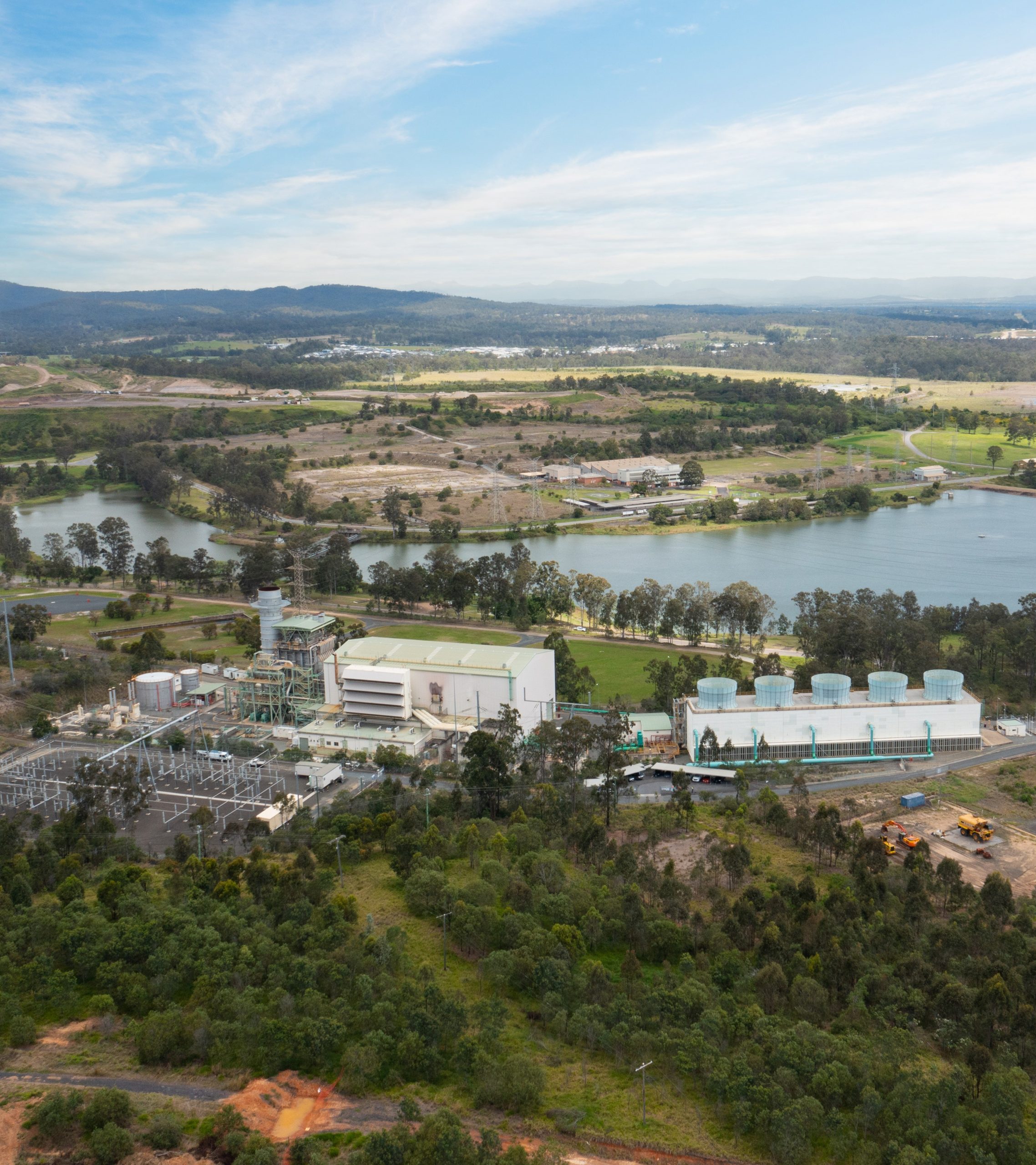 A photograph showing an aerial view of Swanbank E Power Station in Ipswich